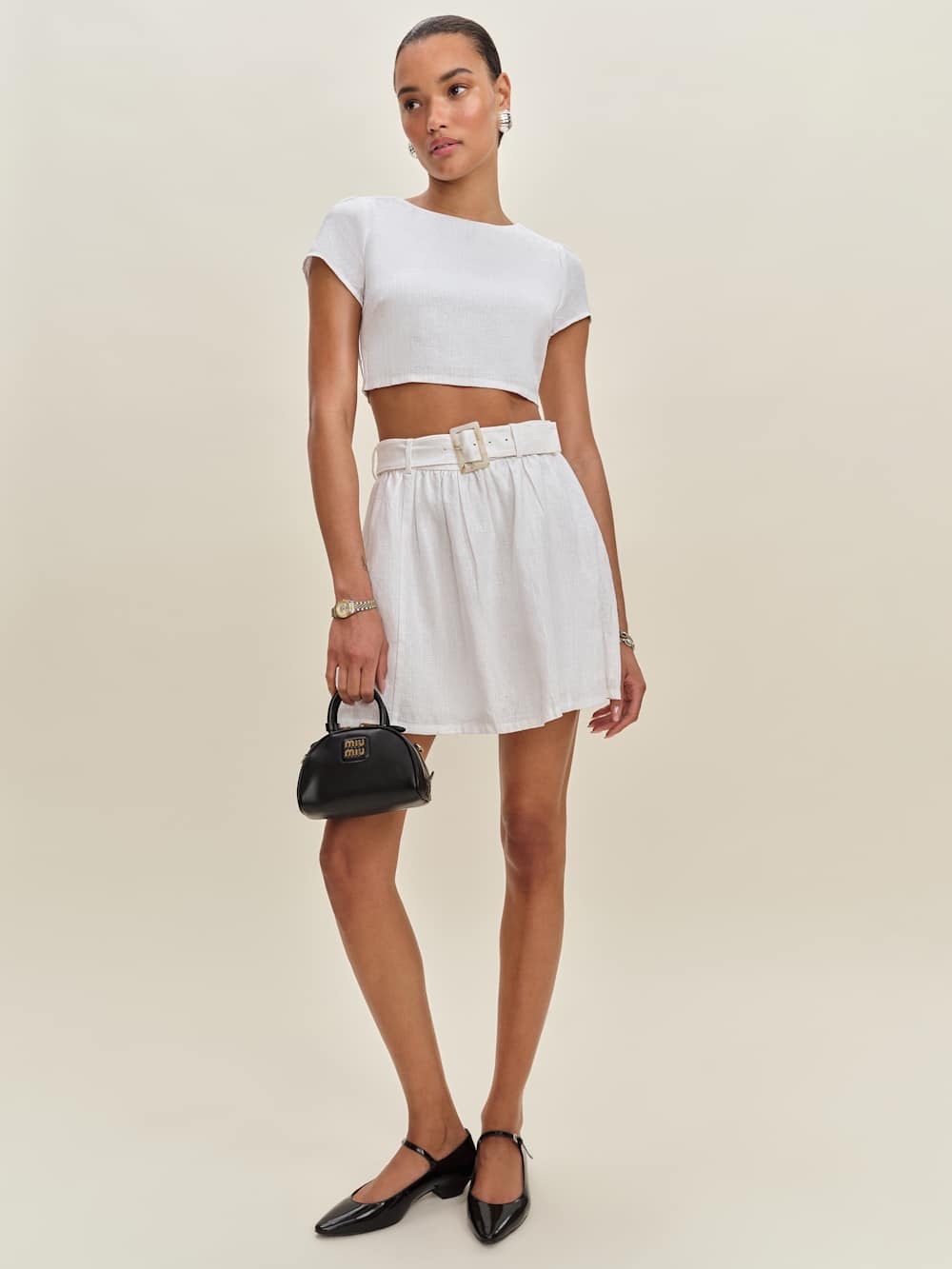 🤍 NWT Women’s Reformation Niki Belted Linen Two Piece 🤍